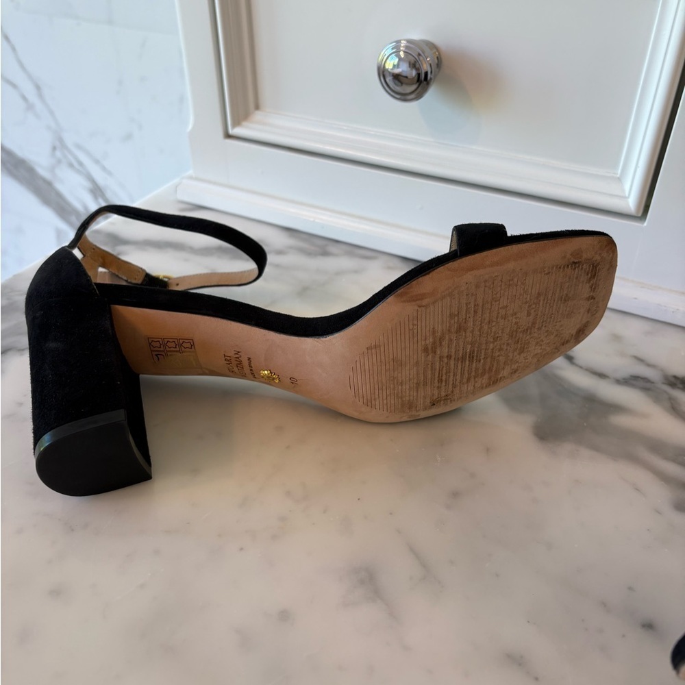 Stuart Weitzman Black Heels Ankle-Strap Sandals - Picture 5 of 12